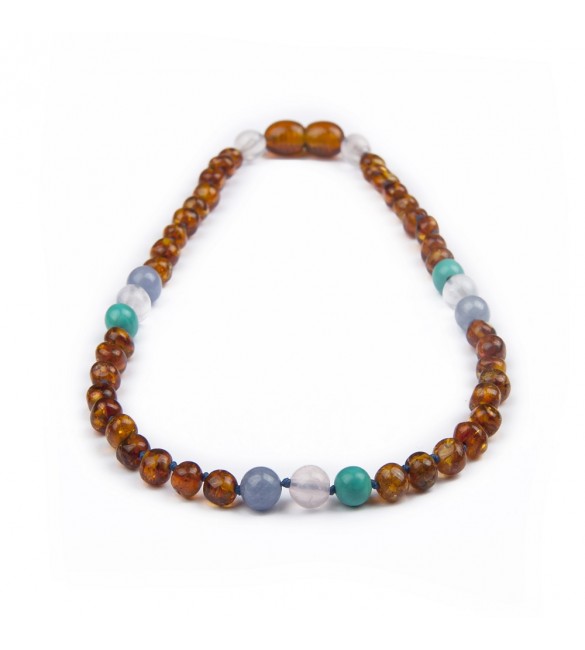 Amber teething necklace - Gemstone - Aquamarine